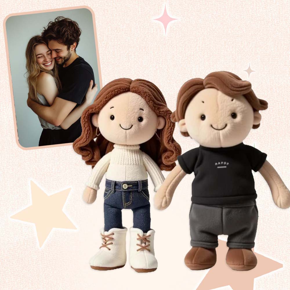 パーソナライズされたカップルの写真、家族へのギフトぬいぐるみキーチェーン