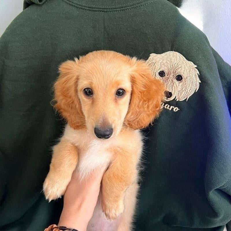 カスタム犬の肖像画刺繍スウェットシャツ、カスタムペットパーカー