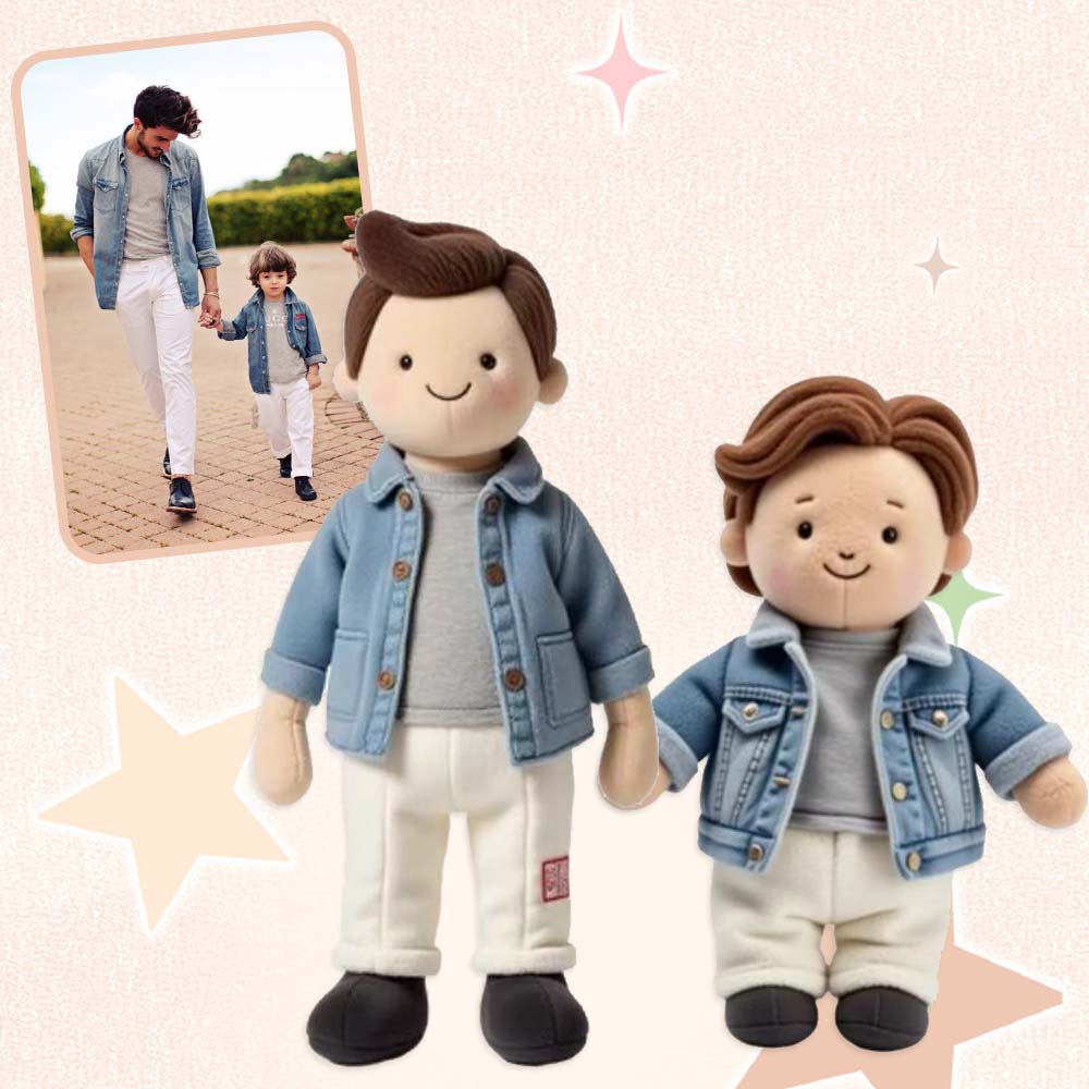 カスタム写真 - プリントされたぬいぐるみキーチェーン - お父さんへのギフト