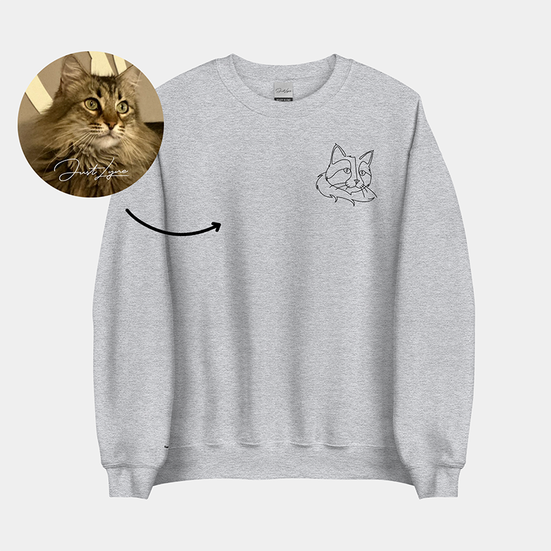 カスタムペット刺繍スウェットシャツ、カスタムペットシャツ、刺繍ペットパーカー、パーソナライズされたペットの顔とペットの名前のスウェットシャツ、クリスマスギフト