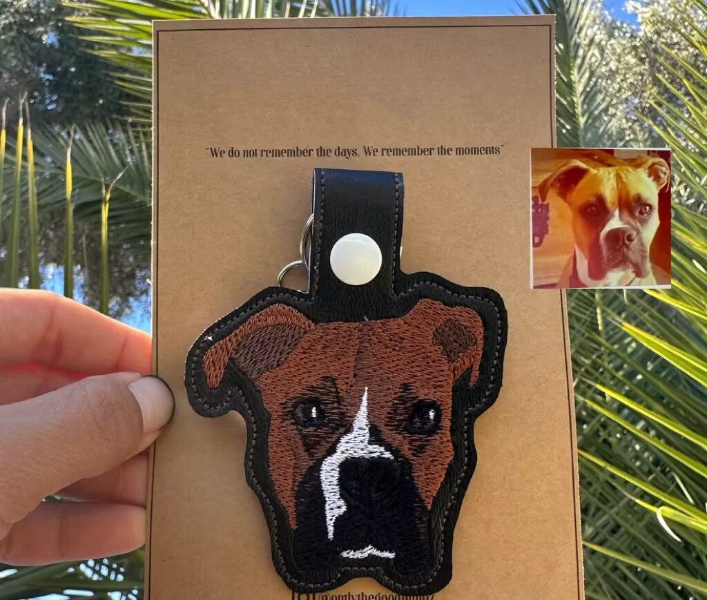 カスタムペット刺繍キーホルダー | ペットパーソナライズ刺繍キーホルダー | ペット刺繍 | 動物刺繍 | パーソナライズペットギフト