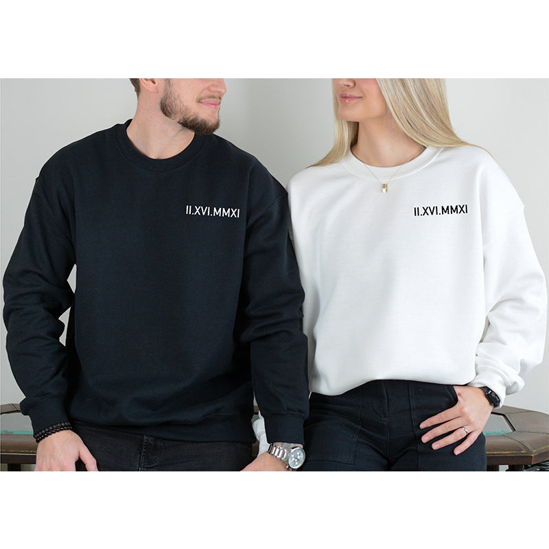 カスタム刺繍カップルパーカーカスタム刺繍ローマ数字日付カップルスウェットシャツブリッジ/花嫁介添人/記念日のギフト