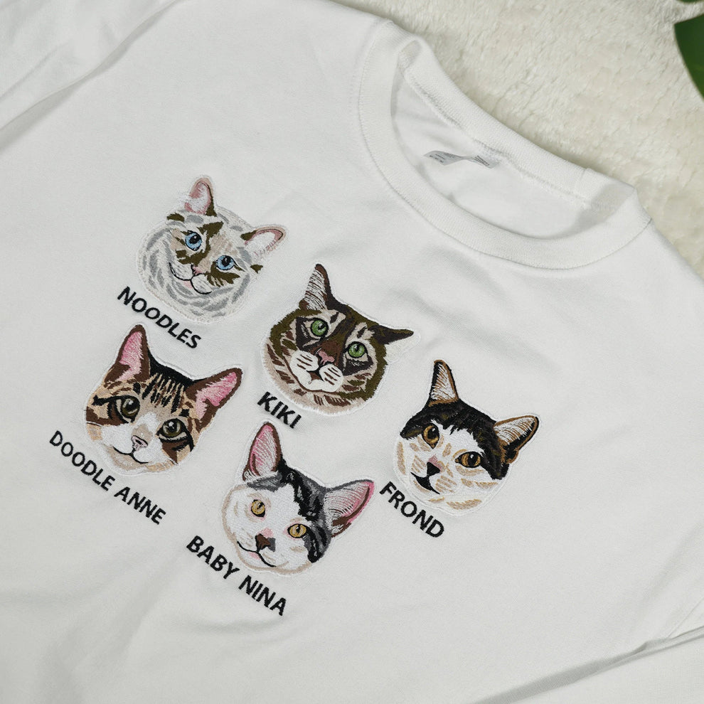刺繍入りペットポートレートオーガニックスウェットシャツ | カスタムペットポートレートオーガニックパーカー