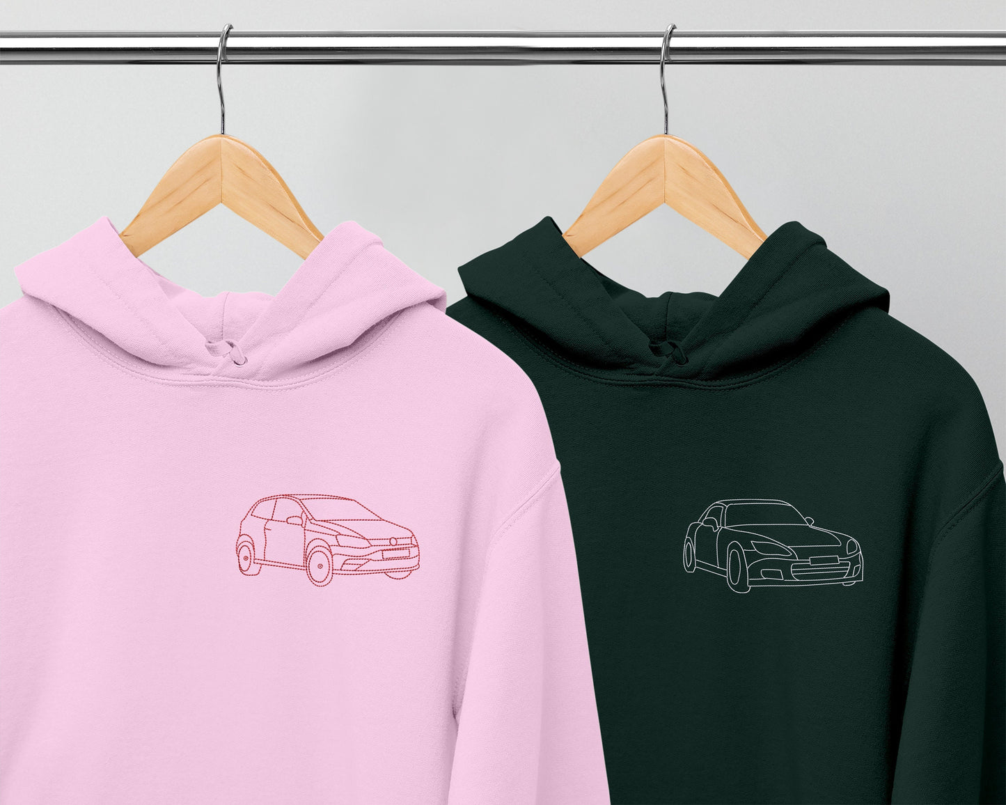 カスタム刺繍カースウェットシャツ 車の写真刺繍パーカー カスタム刺繍シャツ