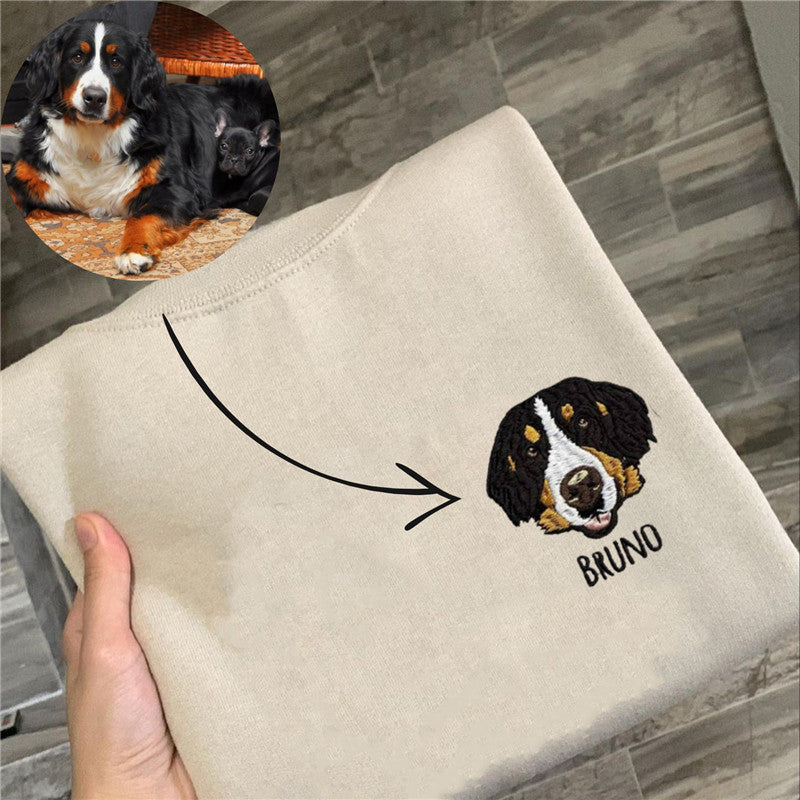 カスタム犬の肖像画刺繍スウェットシャツ、カスタムペットパーカー