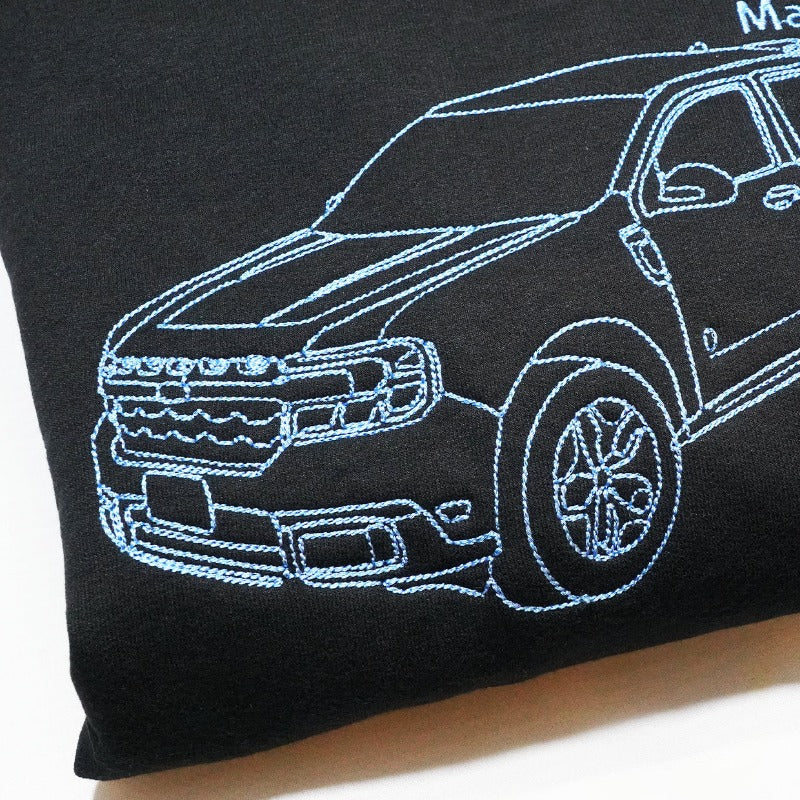 カスタム刺繍カーパーカー、カスタムカースウェットシャツ、刺繍入り、パーソナライズされたお父さんへのギフト、カスタムカーTシャツ、彼へのカスタムスウェットシャツギフト