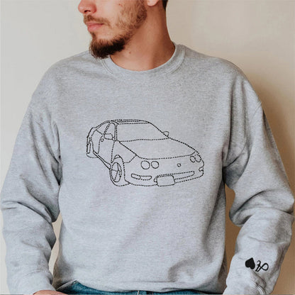 カスタム刺繍カーパーカー、カスタムカースウェットシャツ、刺繍入り、パーソナライズされたお父さんへのギフト、カスタムカーTシャツ、彼へのカスタムスウェットシャツギフト