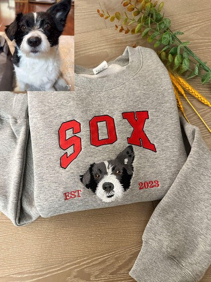 あなたの写真からカスタム刺繍されたスウェットシャツ、パーソナライズされた猫の顔と猫の名前のパーカー