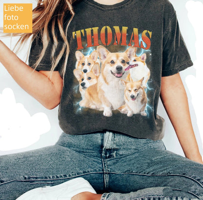 カスタム ヴィンテージ ペット シャツ、カスタム ドッグ シャツ、犬用パーソナライズ レトロ 90 年代プリント T シャツ