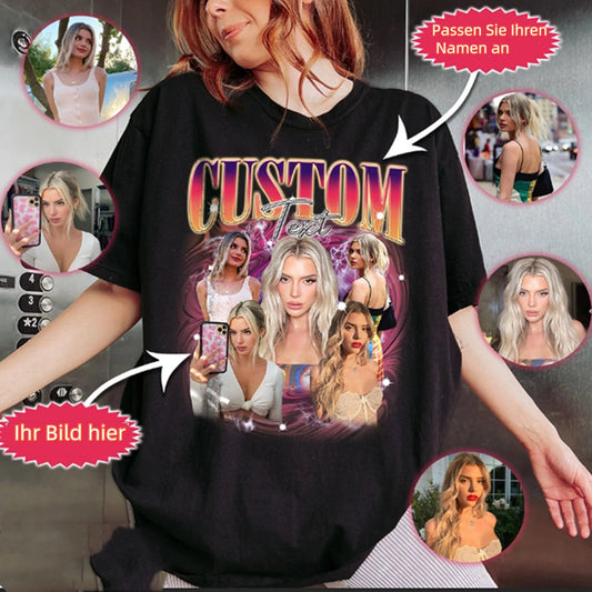 カスタムペット写真シャツ、パーソナライズされた犬用Tシャツ、ブートレッグラップ猫シャツ、ヴィンテージグラフィック90年代Tシャツ