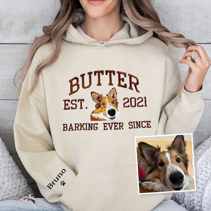 カスタム刺繍ペットスウェットシャツ、写真刺繍からのカスタム犬/猫、パーソナライズされたクルーネック/パーカー