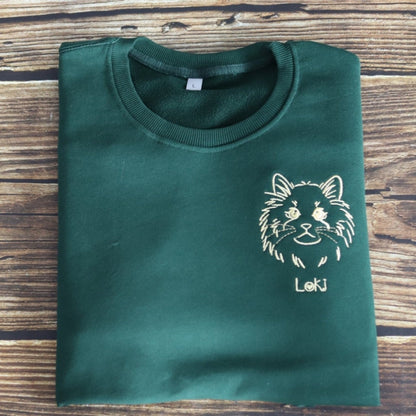 カスタム犬刺繍スウェットシャツ、パーソナライズバーシティスウェットシャツ、犬の飼い主へのギフト