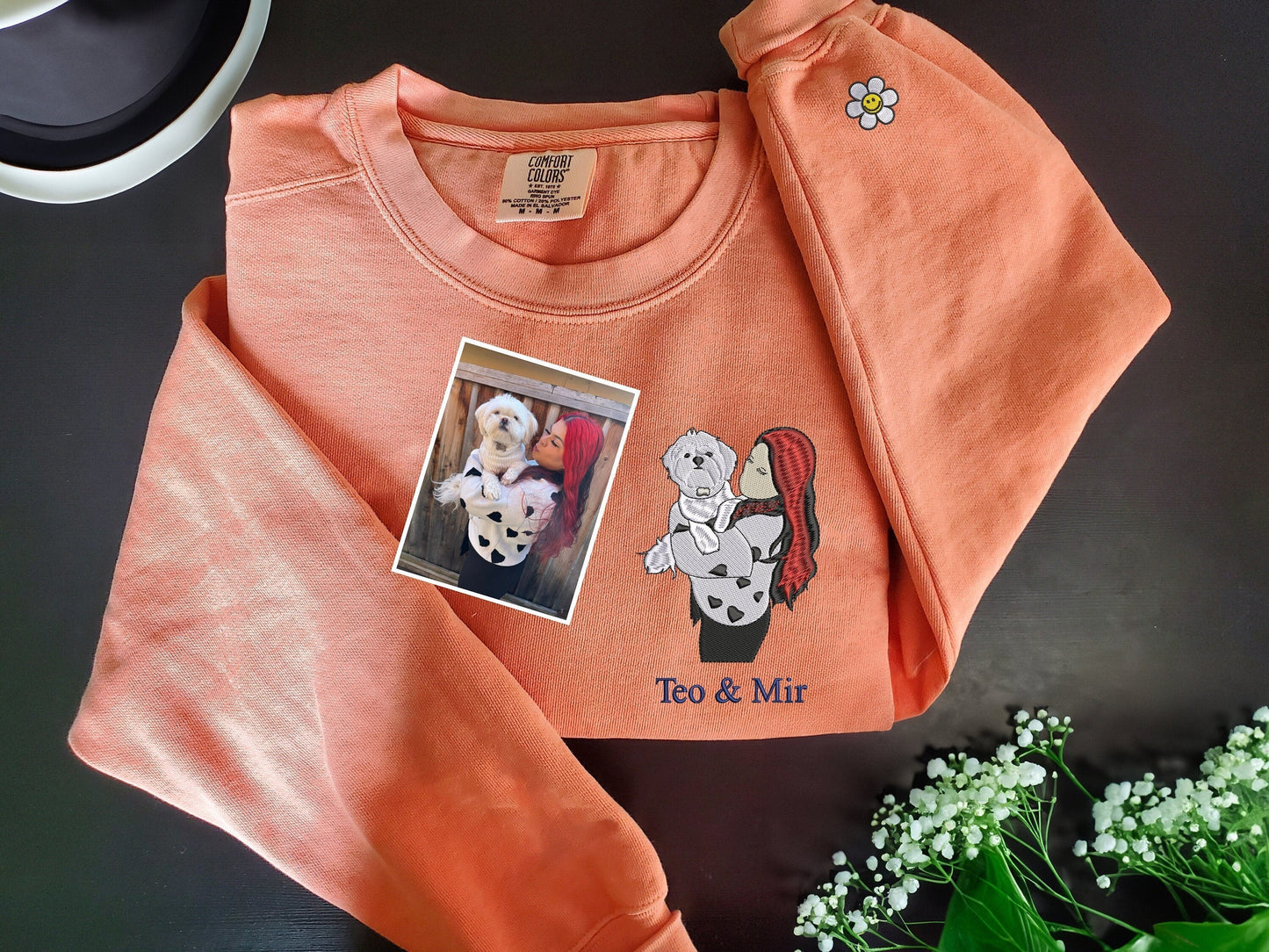 ポートレートからカスタム刺繍された写真パーカー
