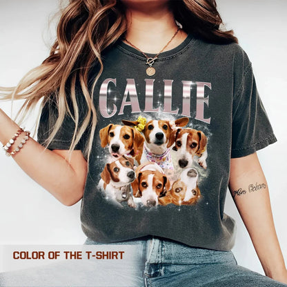 カスタム犬用Tシャツ 海賊版ラップ レトロ犬用シャツ、猫用シャツ パーソナライズされたペットシャツ パーソナライズされたペットシャツ 彼女への追悼ツリーギフト