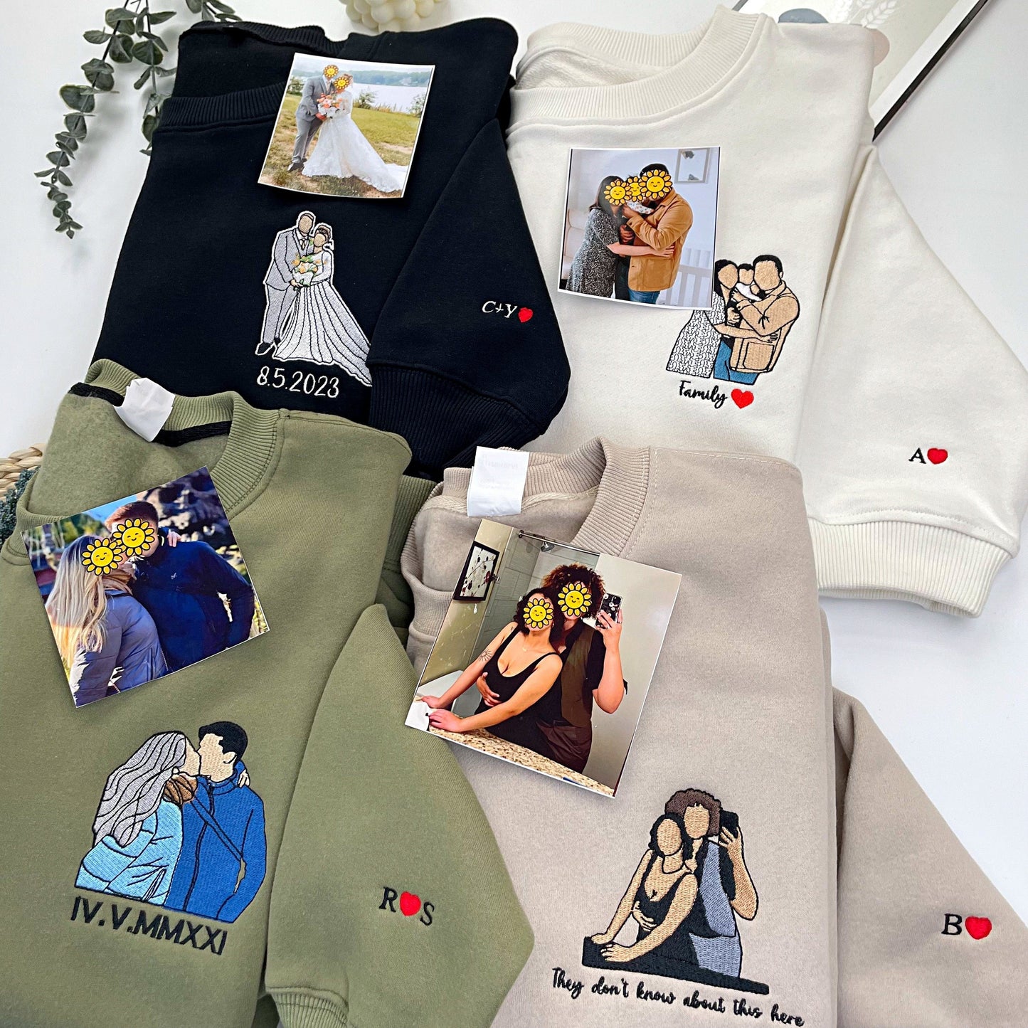 ポートレートからカスタム刺繍された写真パーカー
