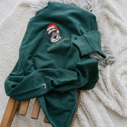 刺繍入りペットポートレートオーガニッククリスマスジャンパースウェットシャツ