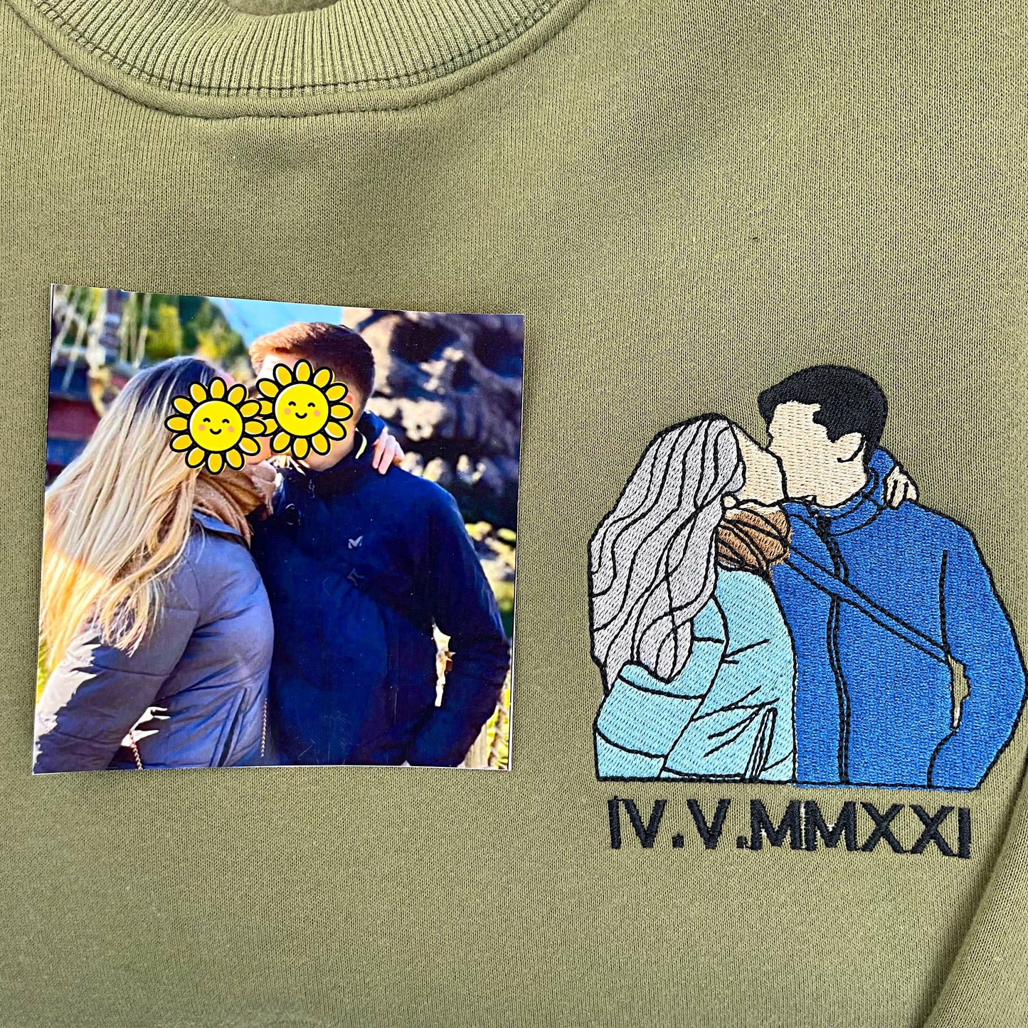 ポートレートからカスタム刺繍された写真パーカー