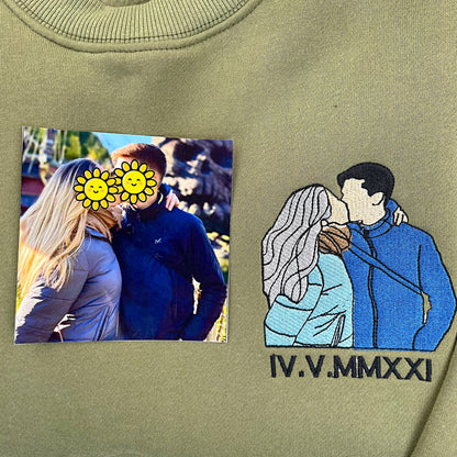 ポートレートからカスタム刺繍された写真パーカー