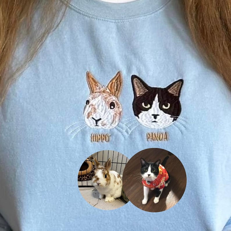 ペットの写真を刺繍したパーソナライズされたパーカー 犬のお母さんへのギフト、犬の刺繍、ペットクルーネック