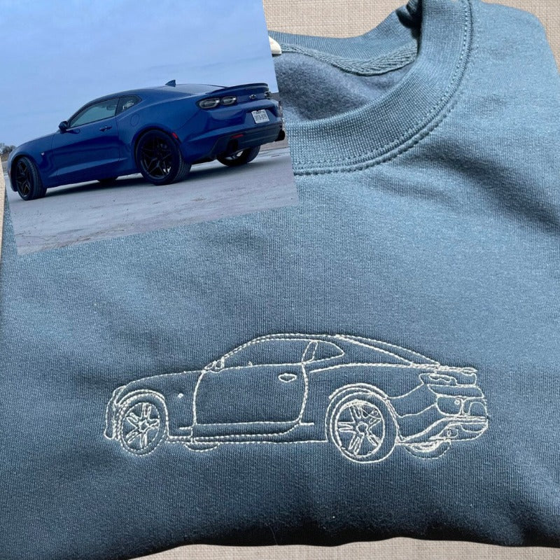 カスタム刺繍カーパーカー、カスタムカースウェットシャツ、刺繍入り、パーソナライズされたお父さんへのギフト、カスタムカーTシャツ、彼へのカスタムスウェットシャツギフト