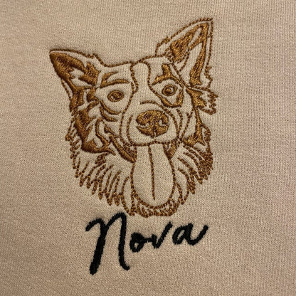カスタム犬刺繍スウェットシャツ、パーソナライズバーシティスウェットシャツ、犬の飼い主へのギフト
