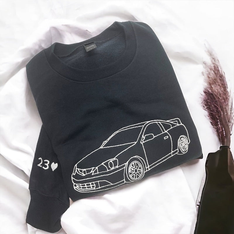 カスタム刺繍カーパーカー、カスタムカースウェットシャツ、刺繍入り、パーソナライズされたお父さんへのギフト、カスタムカーTシャツ、彼へのカスタムスウェットシャツギフト