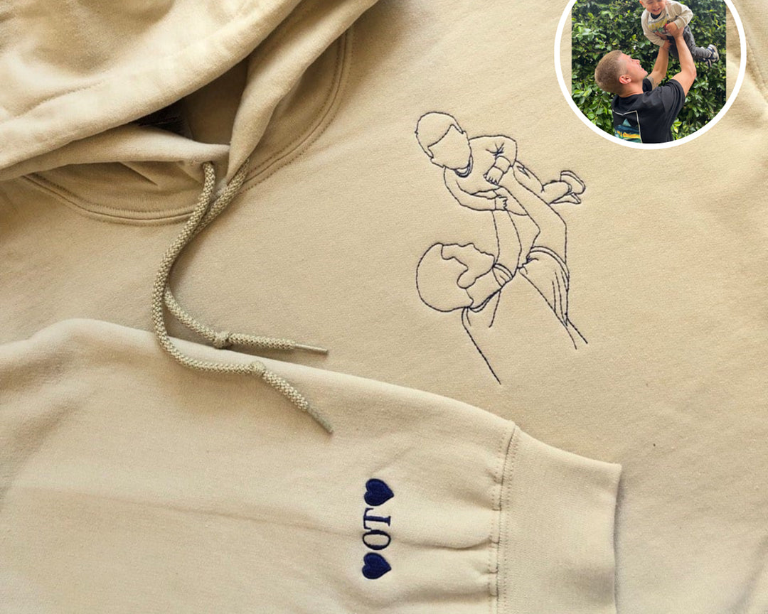 カスタム刺繍ポートレート写真スウェットシャツ、お父さんへのユニークなギフト、お父さん刺繍パーカー