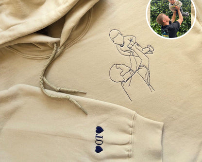 カスタム刺繍ポートレート写真スウェットシャツ、お父さんへのユニークなギフト、お父さん刺繍パーカー