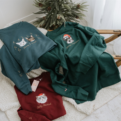 刺繍入りペットポートレートオーガニッククリスマスジャンパースウェットシャツ