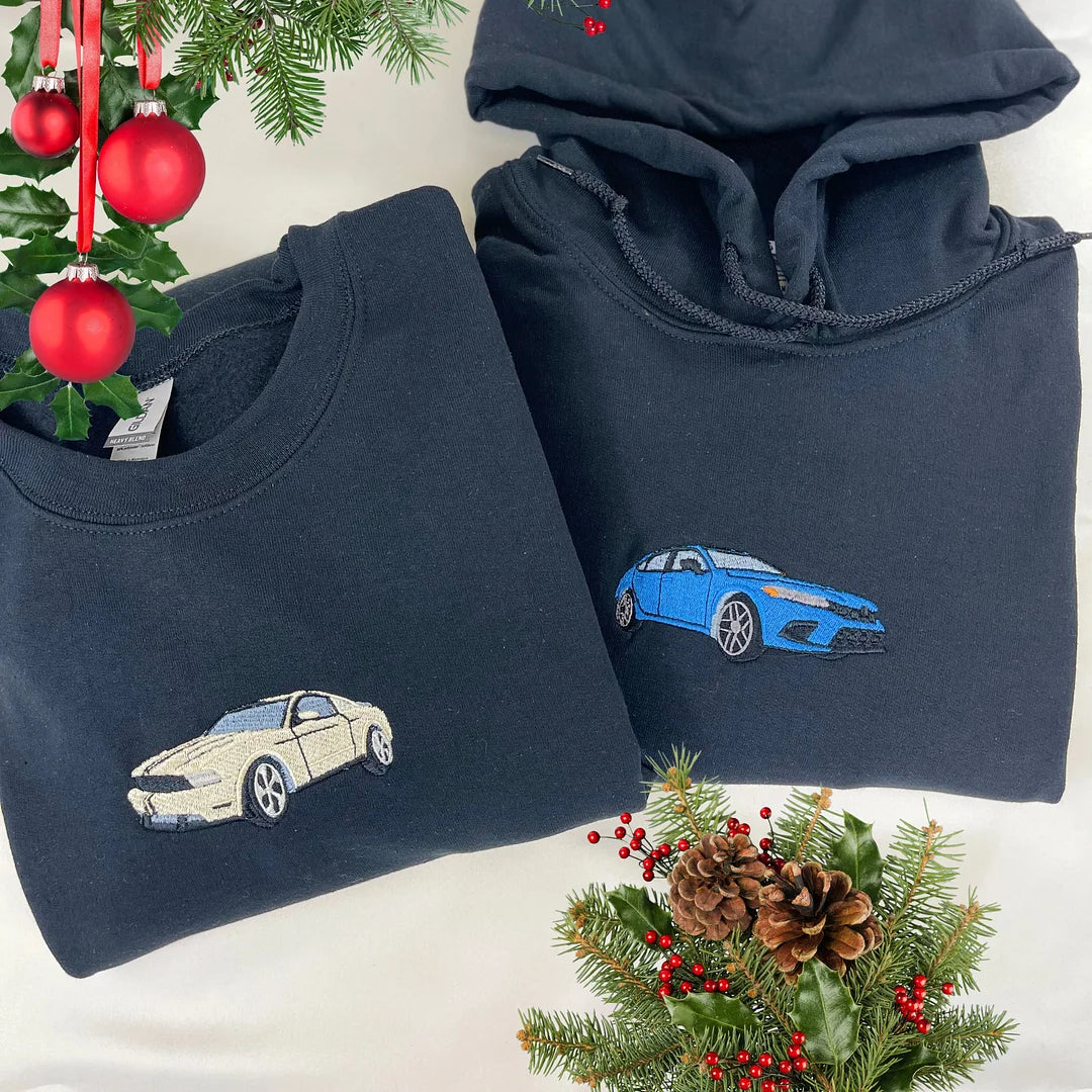 カスタム刺繍カースウェットシャツ、パーカー、Tシャツ刺繍パーソナライズ、お父さんへのギフト、カスタムスウェットシャツ、彼へのギフト