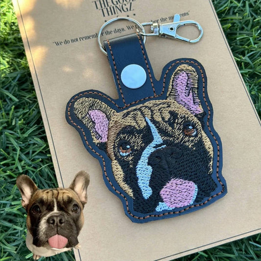 カスタムペット刺繍キーホルダー | ペットパーソナライズ刺繍キーホルダー | ペット刺繍 | 動物刺繍 | パーソナライズペットギフト