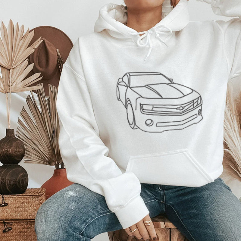 カスタム刺繍カーパーカー、カスタムカースウェットシャツ、刺繍入り、パーソナライズされたお父さんへのギフト、カスタムカーTシャツ、彼へのカスタムスウェットシャツギフト