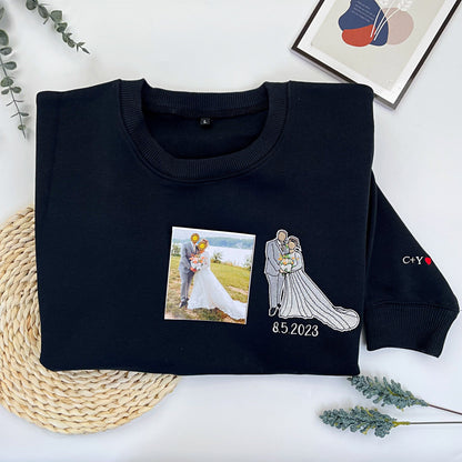 ポートレートからカスタム刺繍された写真パーカー