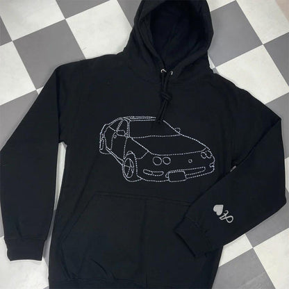カスタム刺繍カーパーカー、カスタムカースウェットシャツ、刺繍入り、パーソナライズされたお父さんへのギフト、カスタムカーTシャツ、彼へのカスタムスウェットシャツギフト
