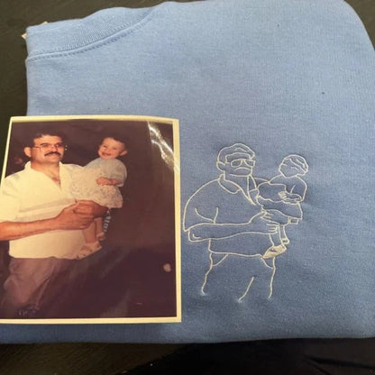カスタム刺繍ポートレート写真スウェットシャツ、お父さんへのユニークなギフト、お父さん刺繍パーカー