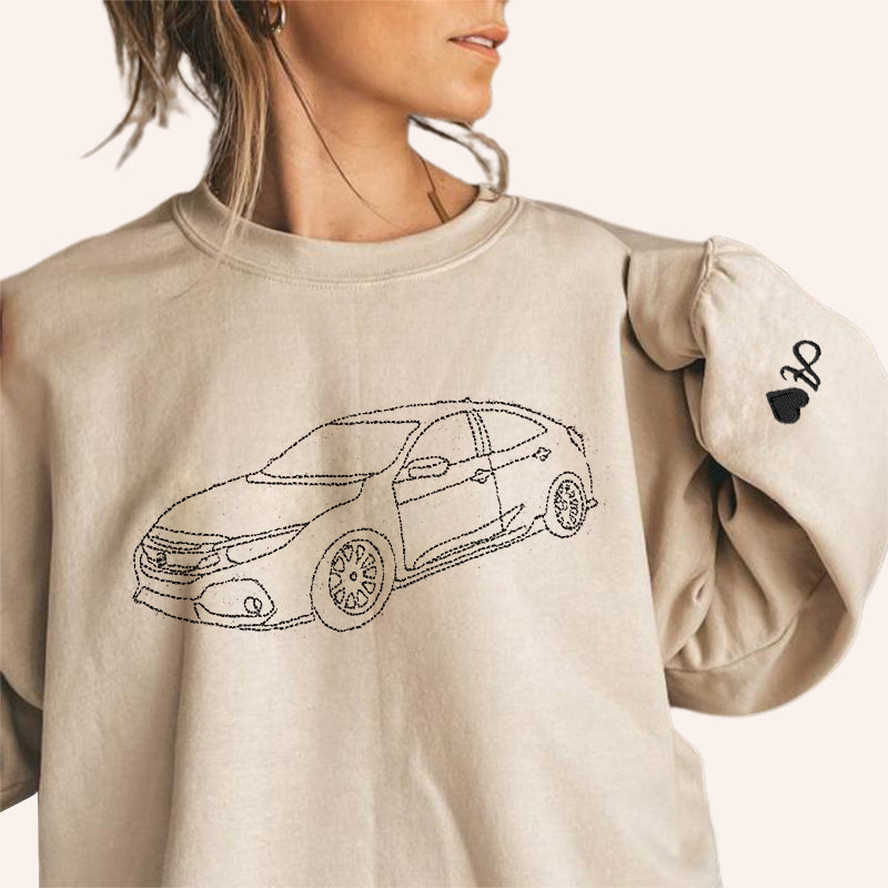 カスタム刺繍カーパーカー、カスタムカースウェットシャツ、刺繍入り、パーソナライズされたお父さんへのギフト、カスタムカーTシャツ、彼へのカスタムスウェットシャツギフト
