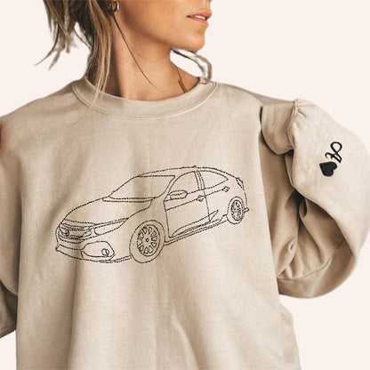 カスタム刺繍カーパーカー、カスタムカースウェットシャツ、刺繍入り、パーソナライズされたお父さんへのギフト、カスタムカーTシャツ、彼へのカスタムスウェットシャツギフト