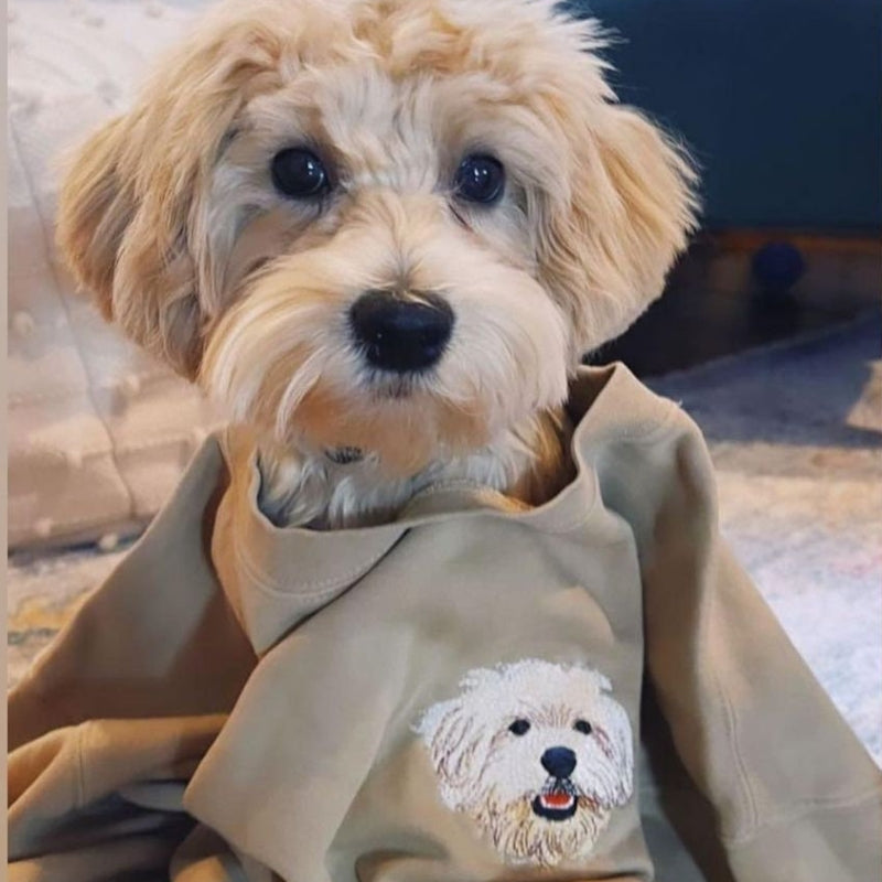 カスタム犬の肖像画刺繍スウェットシャツ、カスタムペットパーカー