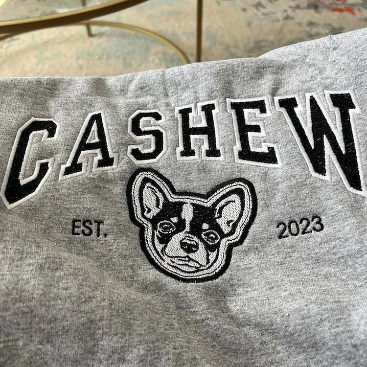 カスタム刺繍ペットスウェットシャツ、写真刺繍からのカスタム犬/猫、パーソナライズされたクルーネック/パーカー