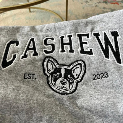 カスタム刺繍ペットスウェットシャツ、写真刺繍からのカスタム犬/猫、パーソナライズされたクルーネック/パーカー