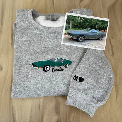 カスタム刺繍カースウェットシャツ、パーカー、Tシャツ刺繍パーソナライズ、お父さんへのギフト、カスタムスウェットシャツ、彼へのギフト