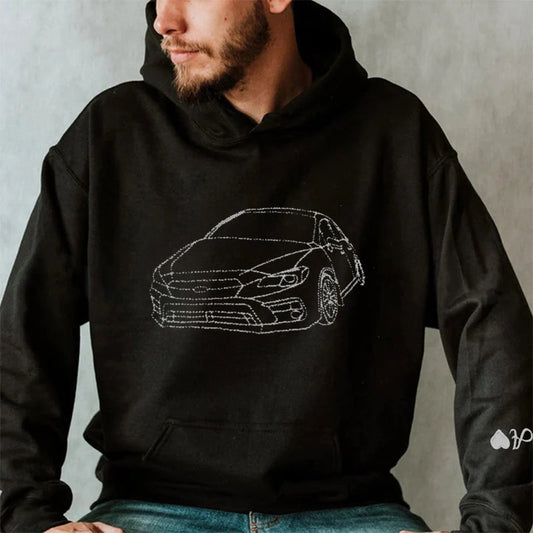 カスタム刺繍カーパーカー、カスタムカースウェットシャツ、刺繍入り、パーソナライズされたお父さんへのギフト、カスタムカーTシャツ、彼へのカスタムスウェットシャツギフト