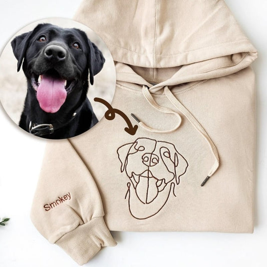 カスタムペットフェイスシャツ、犬のお母さんへのギフト、犬の刺繍、ペットクルーネック
