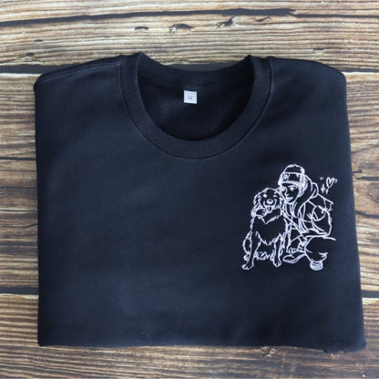 カスタム犬刺繍スウェットシャツ、パーソナライズバーシティスウェットシャツ、犬の飼い主へのギフト