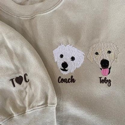 カスタム犬の肖像画刺繍スウェットシャツ、カスタムペットパーカー