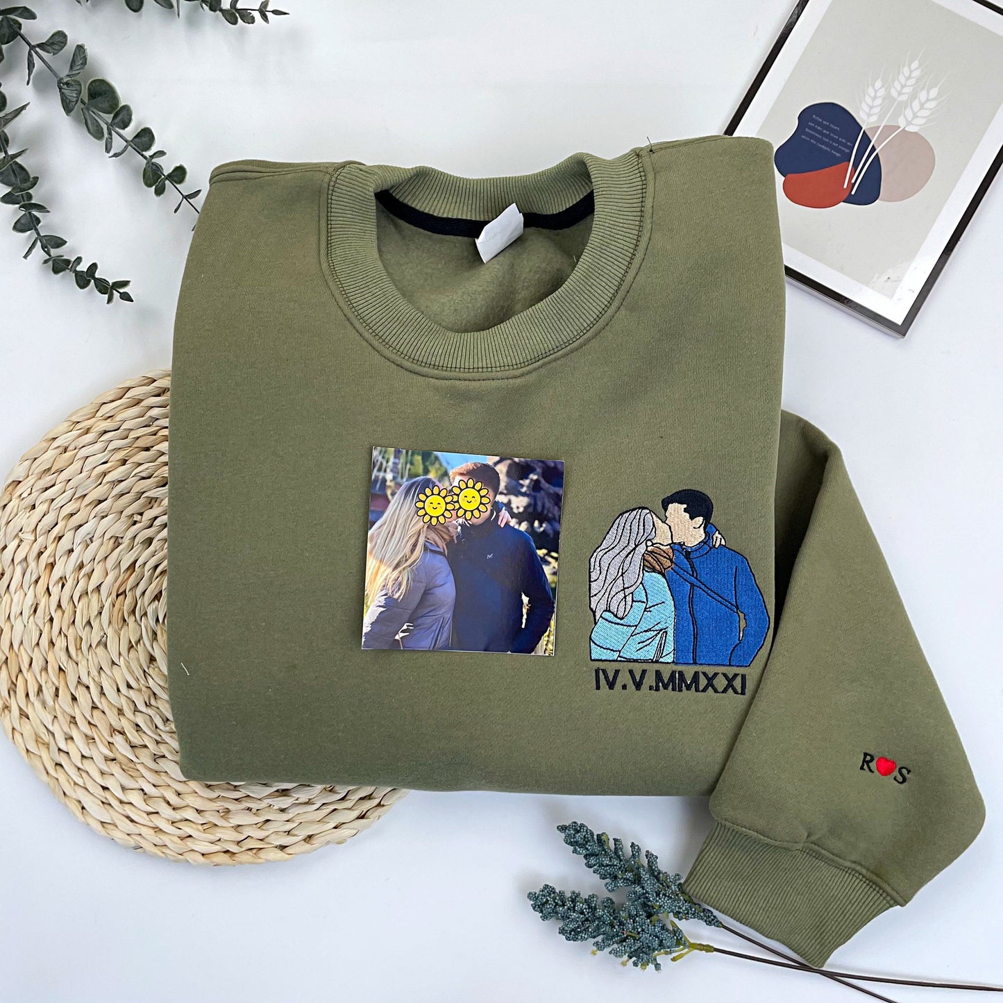 ポートレートからカスタム刺繍された写真パーカー