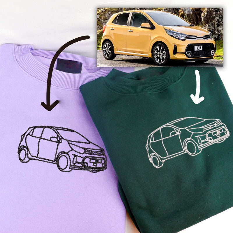 カスタム刺繍カーパーカー、カスタムカースウェットシャツ、刺繍入り、パーソナライズされたお父さんへのギフト、カスタムカーTシャツ、彼へのカスタムスウェットシャツギフト
