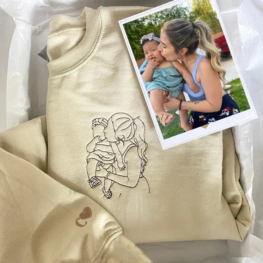 母の日スペシャル：刺繍入り思い出カスタムフォトスウェットシャツ