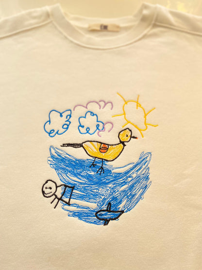 刺繍入りのカスタムキッズ写真描画Tシャツスウェットシャツは、ママ、パパ、叔母、姉妹へのパーソナライズされたユニークな特別なギフトです。