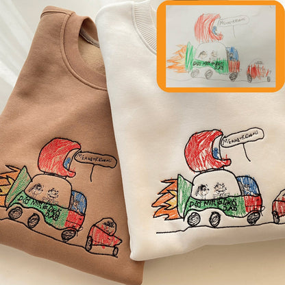 刺繍入りのカスタムキッズ写真描画Tシャツスウェットシャツは、ママ、パパ、叔母、姉妹へのパーソナライズされたユニークな特別なギフトです。